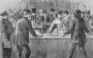 Victoria Woodhull (1838-1927) versucht zu wählen, 1871